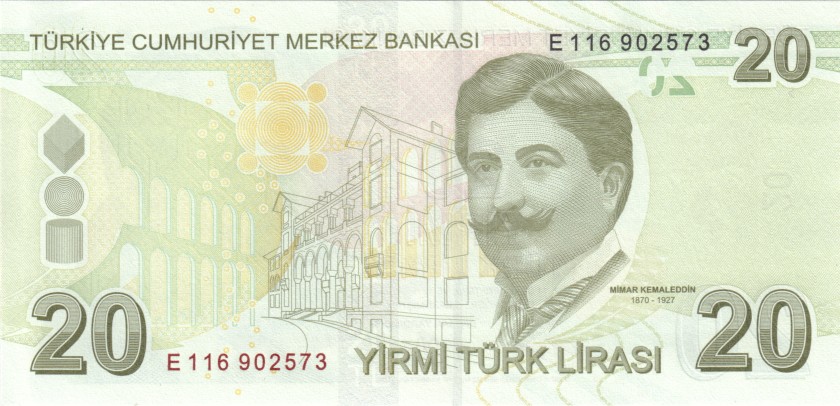 Turkey P224d 20 Turkish Lira 2009 (2020) UNC