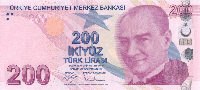 Turkey P227c 200 Turkish Lira 2009 UNC