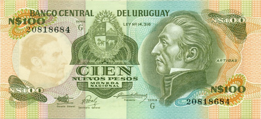 Uruguay P62A 100 New Pesos 1987 UNC