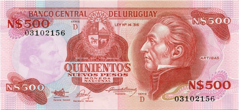 Uruguay P63A 500 New Pesos 1991 UNC