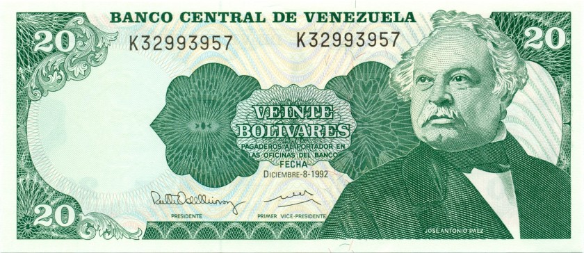 Venezuela P63d 20 Bolívares 1992 UNC