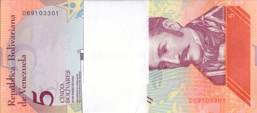 Venezuela P102 5 Bolivares Bundle 100 pcs 2018 UNC