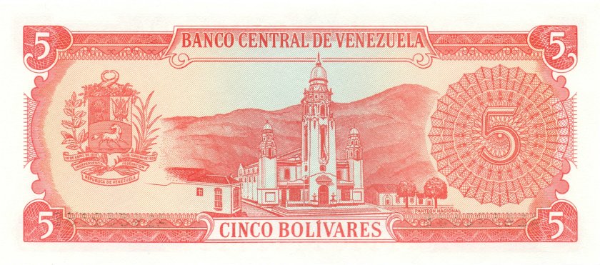 Venezuela P70b 5 Bolívares 1989 UNC