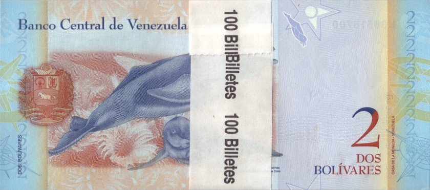 Venezuela P88e 2 Bolivares Bundle 100 pcs 27.12.2012 UNC