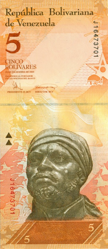 Venezuela P89c 5 Bolívares 2008 UNC