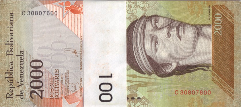 Venezuela P96b 2.000 Bolivares Bundle 100 pcs 2016 UNC