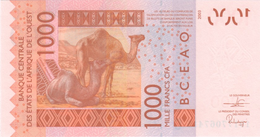 West African States Burkina Faso P315Cs 1.000 Francs 2019 UNC