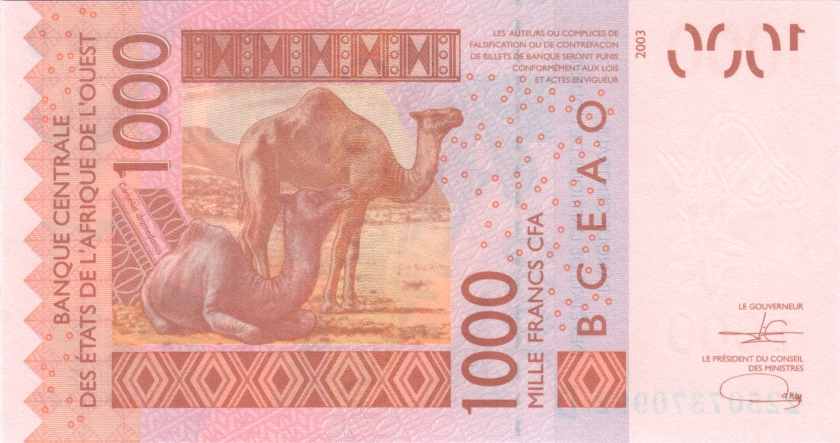 West African States Mali P415Du 1.000 Francs 2022 UNC