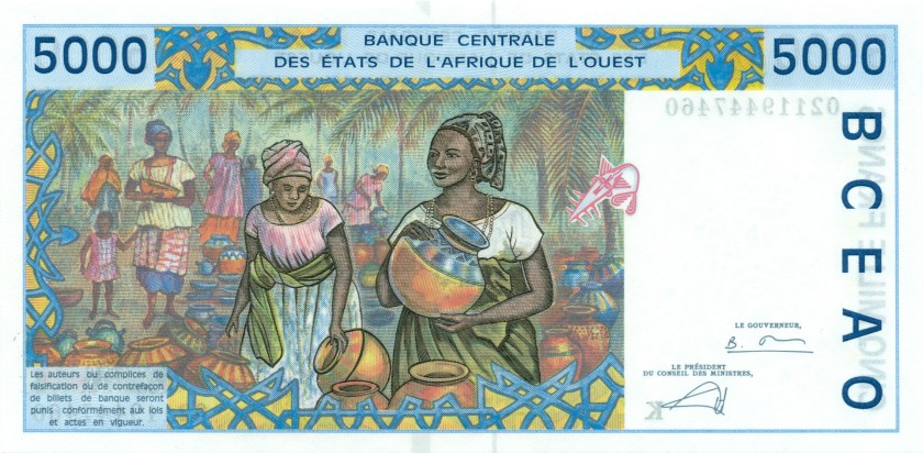 West African States Senegal P713Kl 5.000 Francs 2002 UNC