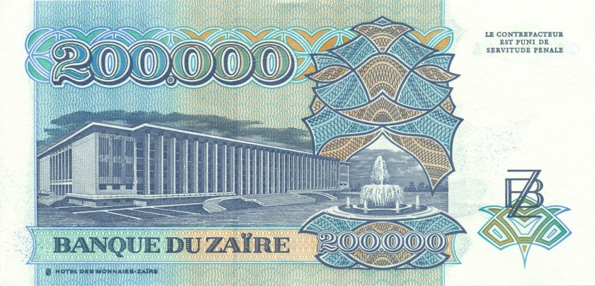 Zaire P42 200.000 Zaïres 1992 UNC