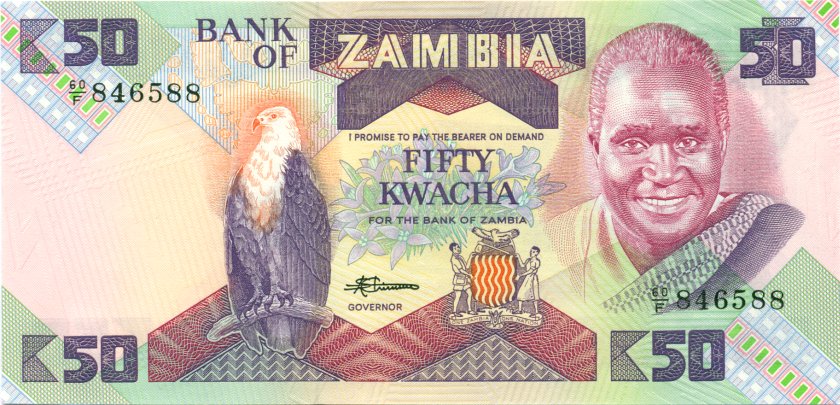 Zambia P28 50 Kwacha 1986-1988 UNC