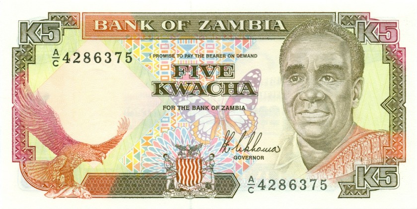 Zambia P30 5 Kwacha 1989 UNC