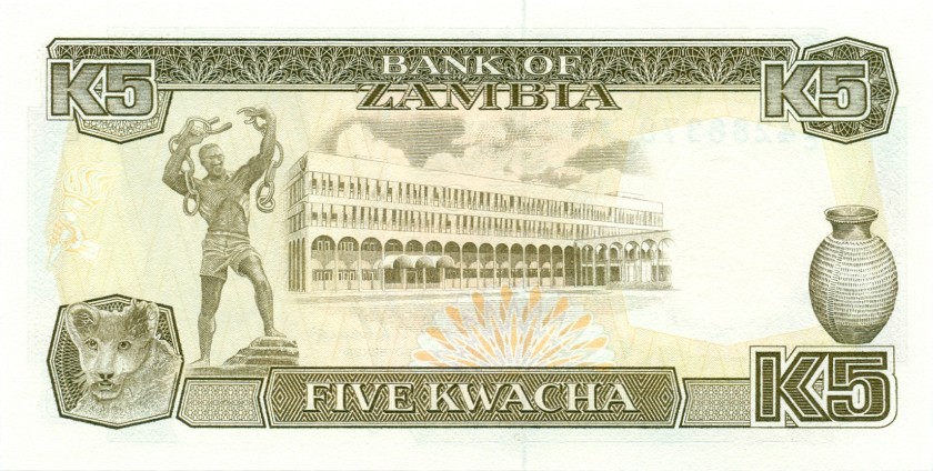 Zambia P30 5 Kwacha 1989 UNC