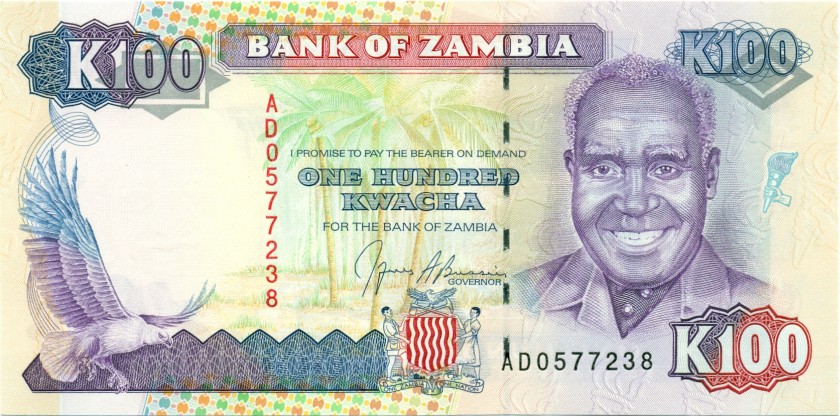 Zambia P34 100 Kwacha 1991 UNC