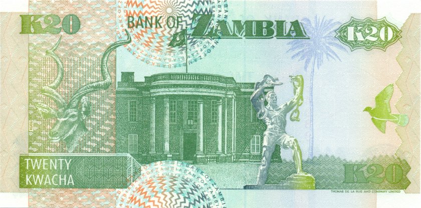 Zambia P36b 20 Kwacha 1992 UNC