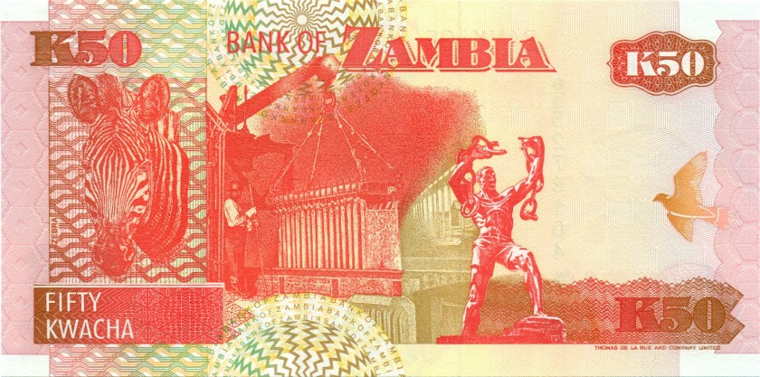Zambia P37b 50 Kwacha 1992 UNC