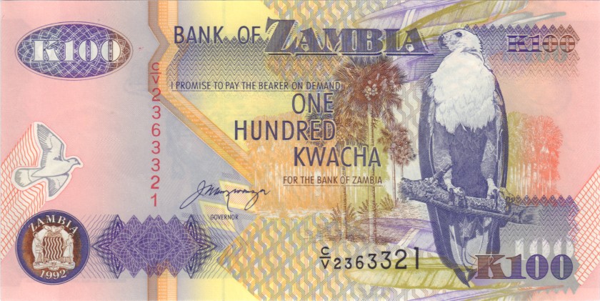 Zambia P38b 100 Kwacha 1992 UNC