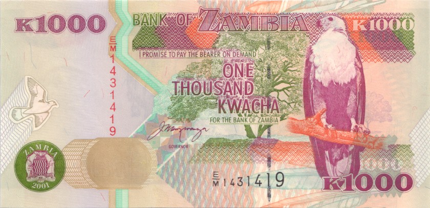 Zambia P40b 1.000 Kwacha 2001 UNC