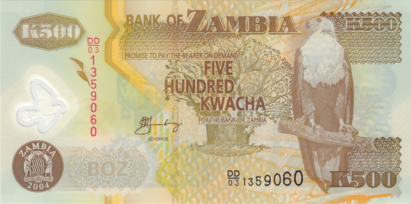Zambia P43c 500 Kwacha 2004 UNC