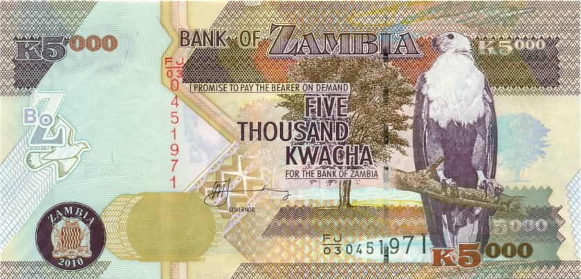 Zambia P45f 5.000 Kwacha 2010 UNC
