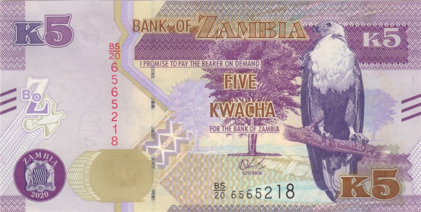 Zambia P57 5 Kwacha 2020 UNC