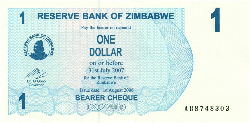 Zimbabwe P37 1 Dollar 2006 UNC