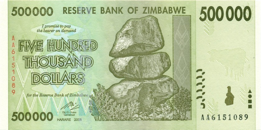 Zimbabwe P76 500.000 Dollars 2008 UNC