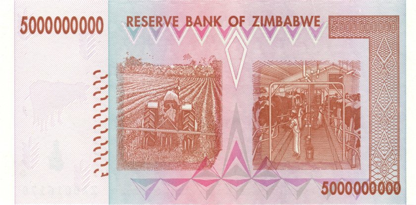 Zimbabwe P84r REPLACEMENT 5.000.000.000 Dollars 2008 UNC