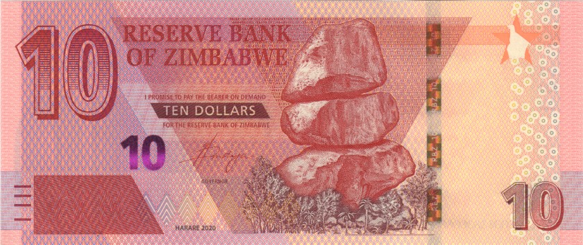 Zimbabwe P-NEW 10 Dollars 2020 UNC