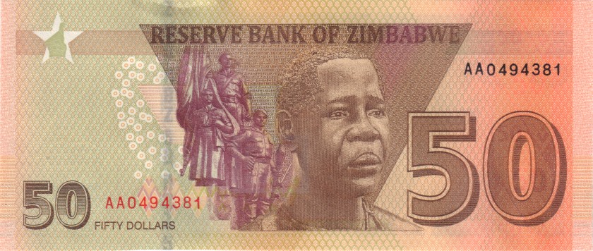 Zimbabwe P-W105 50 Dollars 2020 UNC