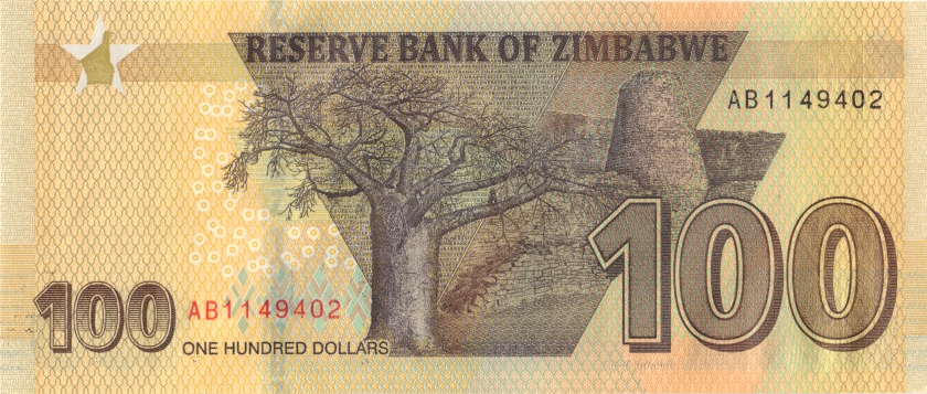 Zimbabwe P-W106 100 Dollars 2020 UNC