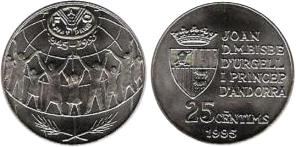 Andorra 1995 KM# 109 25 centims FAO UNC
