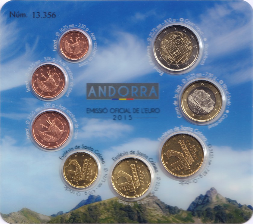 Andorra 2015 Mint set of euro coins BU