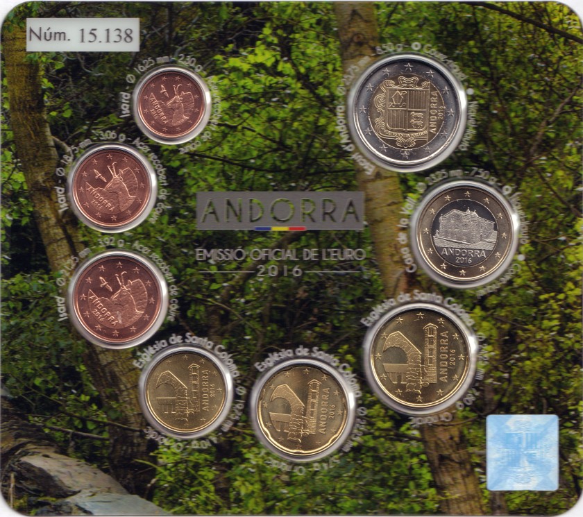Andorra 2016 Mint set of euro coins BU