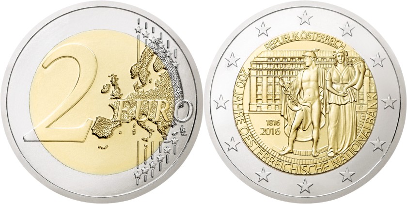 Austria 2016 2 Euro Bicentenary of the National Bank of Austria UNC