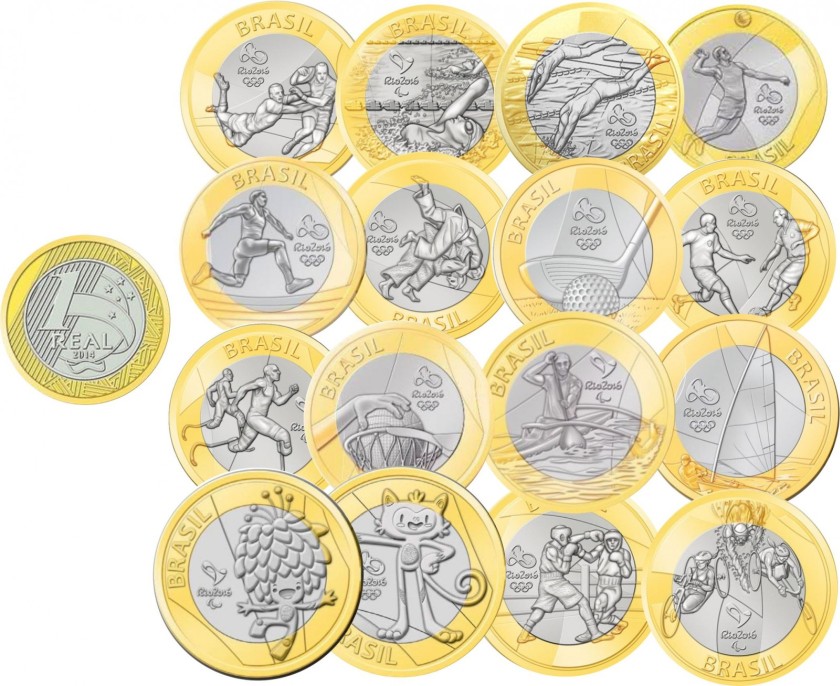 Brazil 2014 - 2016 16 coins Rio Olympic games UNC