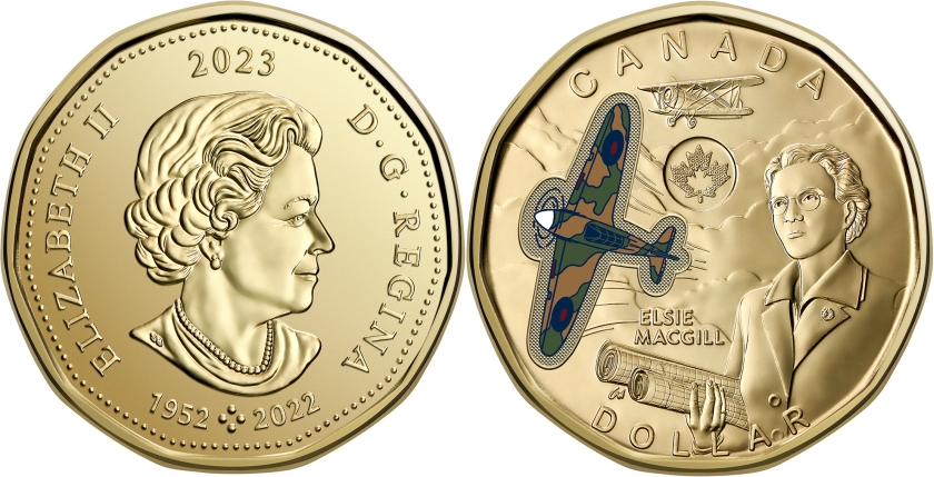 Canada 2023 1 Dollar Elsie MacGill Colored UNC