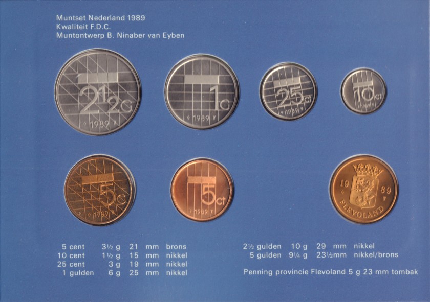 Netherlands 1989 KM# 202 - 206, 210 Mint Set 6 coins UNC