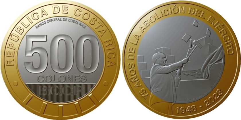 Costa Rica 2023 500 Colones 75th anniversary of abolition of the armed forces