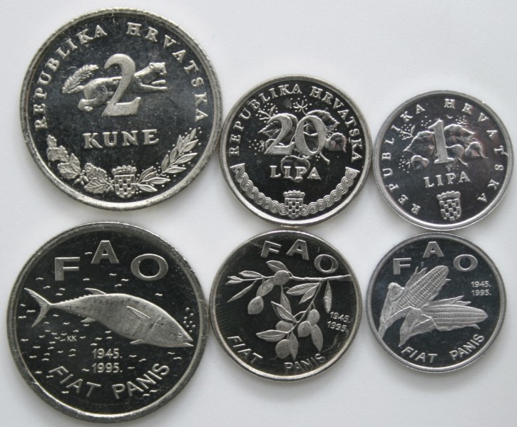 Croatia 1995 KM# 13, 18, 22 3 coins FAO UNC