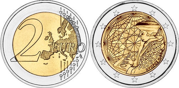 Cyprus 2022 2 Euro The 35th anniversary of the Erasmus Programme UNC