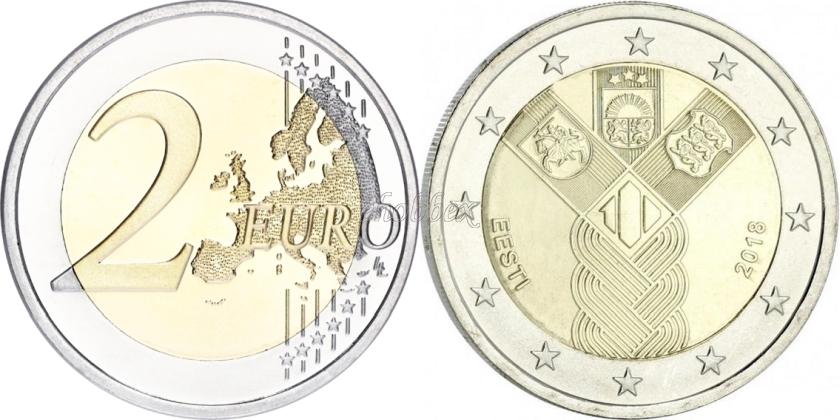 Estonia 2018 2 Euro The 100th anniversary of the Baltic States UNC