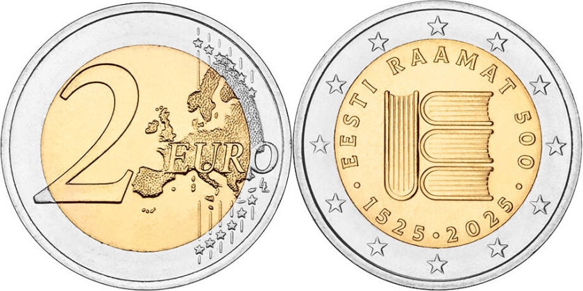 Estonia 2025 2 Euro The 500th anniversary of the first book written in Estonian