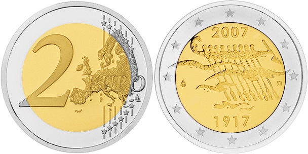 Finland 2007 2 Euro 90th anniversary of Finland’s independence UNC