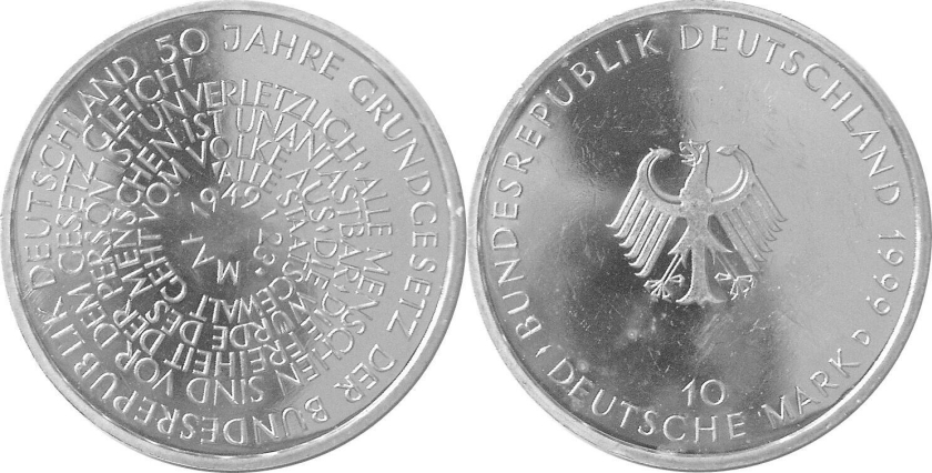 Germany 1999 KM# 196 D 10 Deutsche Mark UNC