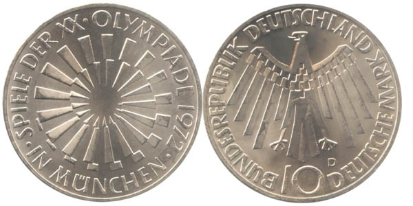 Germany 1972 KM# 134.1 D 10 Deutsche Mark UNC