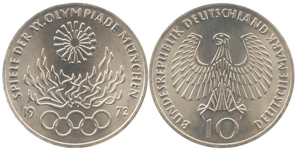 Germany 1972 KM# 135 J 10 Deutsche Mark UNC