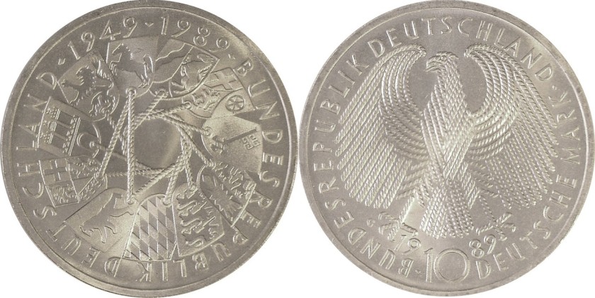 Germany 1989 KM# 173 G 10 Deutsche Mark UNC