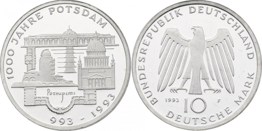 Germany 1993 KM# 180 F 10 Deutsche Mark UNC