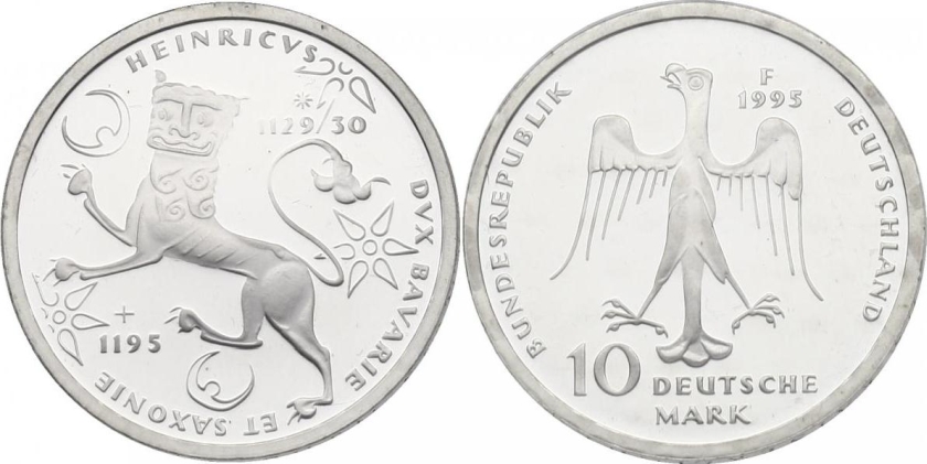 Germany 1995 KM# 186 F 10 Deutsche Mark Proof
